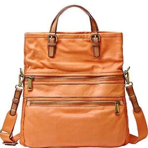 NWT FOSSIL Explorer Convertible Tote Bag - Russet Brown